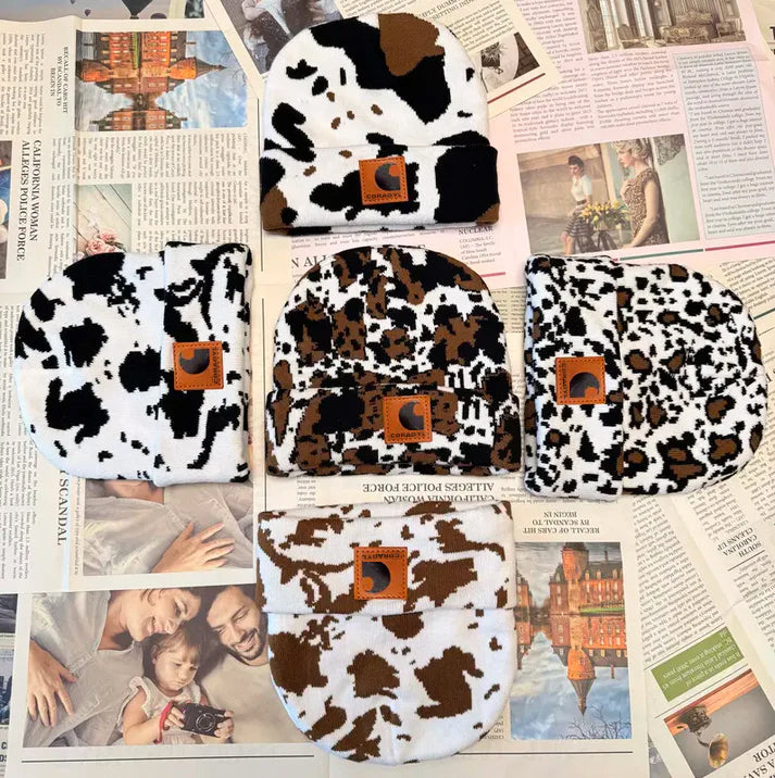 Classic Cow Print Beanie Perfect Blend of Comfort Warmth and Trendiness for Every Occasion