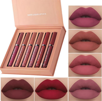Long-Lasting Matte Lip Glaze Set – 6 Colors in One Box