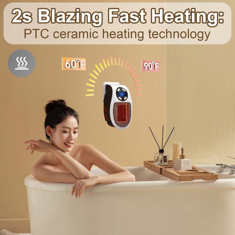 Wall Outlet Space Heater – 450W Plug-In Electric Heater