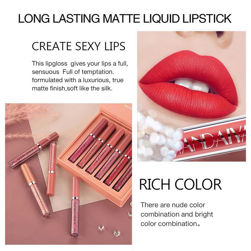 Long-Lasting Matte Lip Glaze Set – 6 Colors in One Box