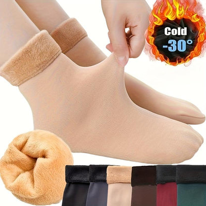 5 Pairs Autumn & Winter Self-Heating Mid-Calf Socks for Women & Men – Thickened Fleece Lined, Cold-Proof, Warm Snow Floor Socks