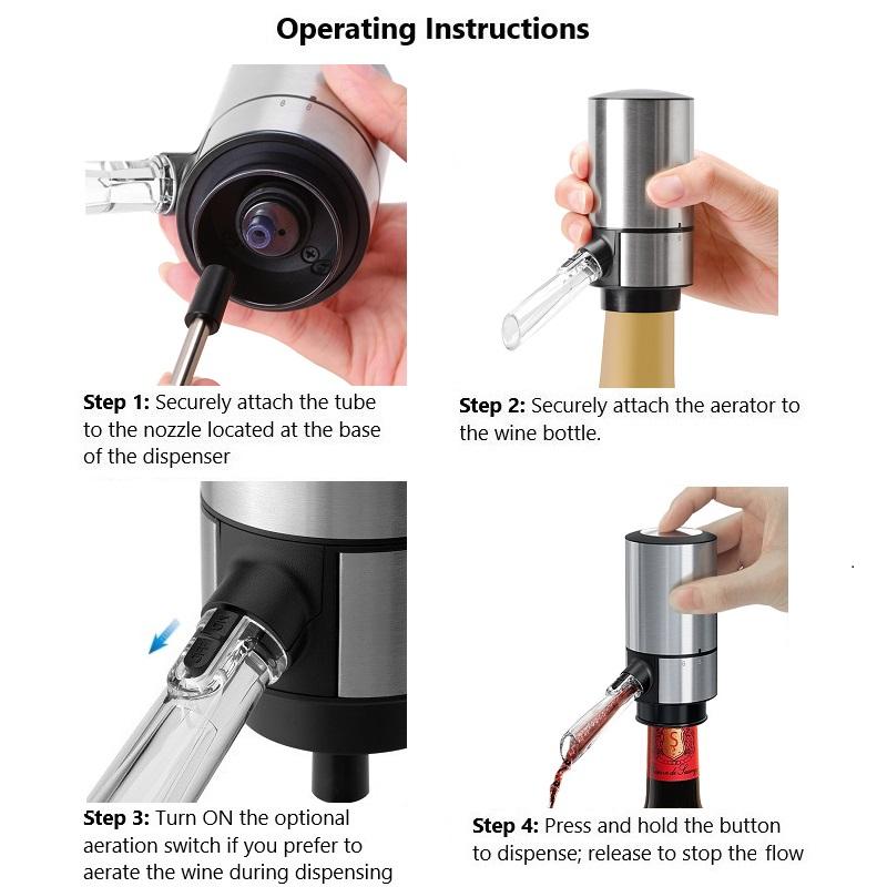 Electric Wine Aerator - Kitchen Utensil for Easy Wine Dispensing