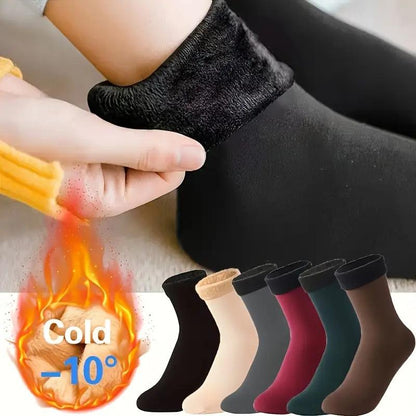 5 Pairs Autumn & Winter Self-Heating Mid-Calf Socks for Women & Men – Thickened Fleece Lined, Cold-Proof, Warm Snow Floor Socks