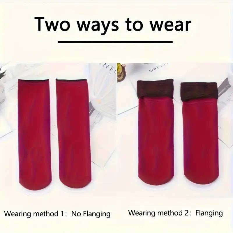 5 Pairs Autumn & Winter Self-Heating Mid-Calf Socks for Women & Men – Thickened Fleece Lined, Cold-Proof, Warm Snow Floor Socks