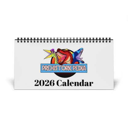 Prehistoric Pedia 2026 Desktop Calendar — Dinosaur Grid Planner