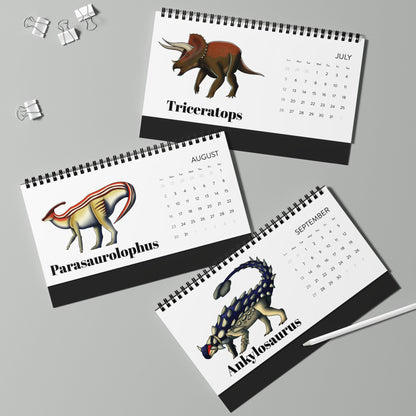 Prehistoric Pedia 2026 Desktop Calendar — Dinosaur Grid Planner