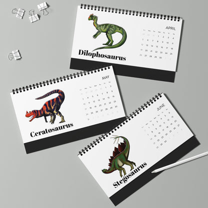 Prehistoric Pedia 2026 Desktop Calendar — Dinosaur Grid Planner