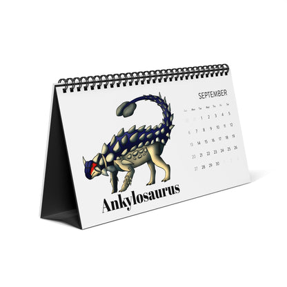 Prehistoric Pedia 2026 Desktop Calendar — Dinosaur Grid Planner