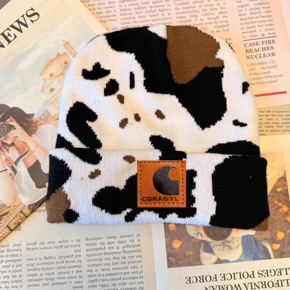 Classic Cow Print Beanie Perfect Blend of Comfort Warmth and Trendiness for Every Occasion