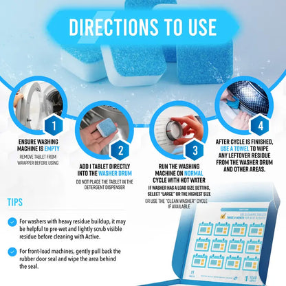 LANQIO Washing Machine Cleaner – 24 Pack Deep Cleaning Tablets for Odor Elimination & Performance Maintenance (Compatible with HE & Standard Washers)