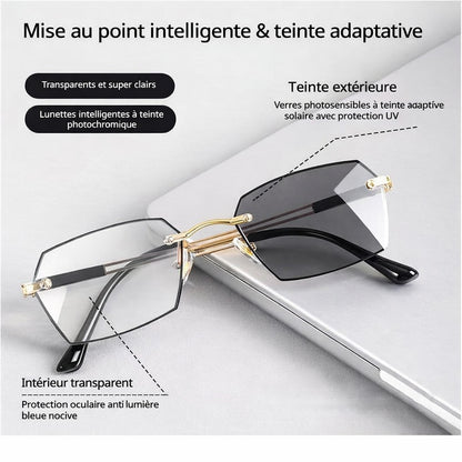 Lunettes de lecture progressives sans monture – Vision multifocale avec protection contre la lumière bleue pour hommes et femmes