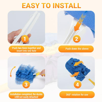 Electrostatic Duster Refills for Swiffer, 360° Multi-Surface Dust Removal with 4X Microfibers, Unscented Disposable Cleaning Refills (6 Pack)