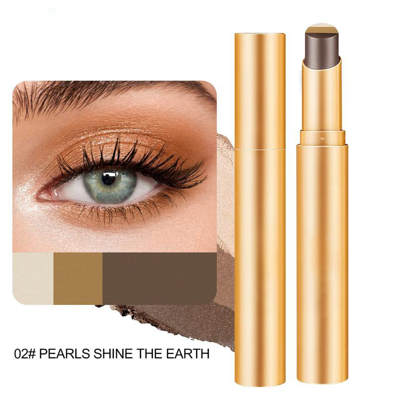 3-in-1 Easy Eyeshadow Stick – Smudge-Proof, One-Stroke Application with Creamy Shimmer Trio for Beginners