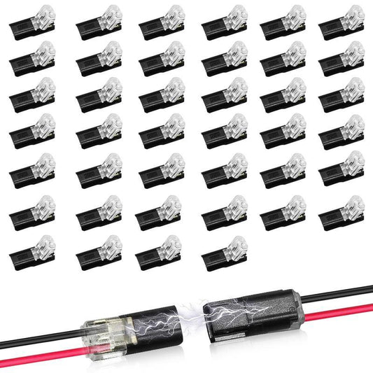 2-Pin LED Light Strip Connectors, Double-Wire Plug-In Low Voltage Connectors with Locking Buckle for LED Strip Lights