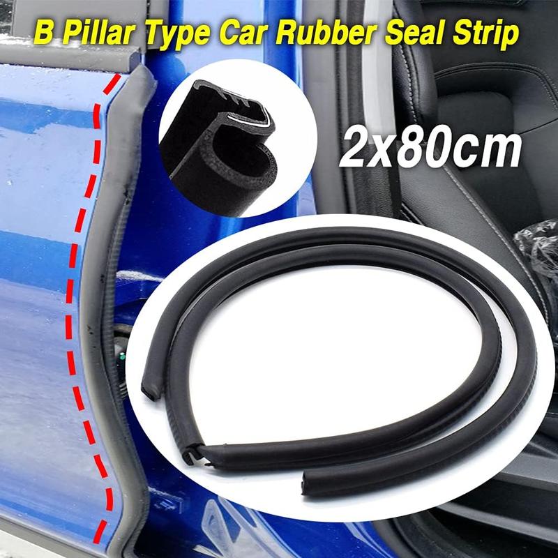 Car Door B-Pillar Seal Strip 2PCS, EPDM Rubber Weather Stripping for Noise Reduction, Dustproof & Waterproof