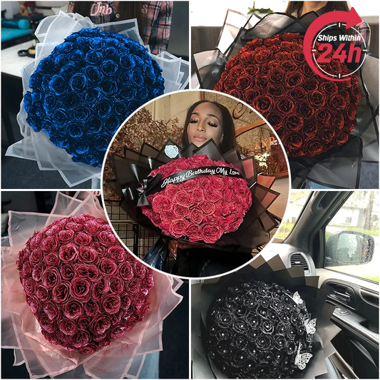 💕Glitter Rose Bouquet💕Couple Glitter Everlasting Rose Bouquet (Never Wither)
