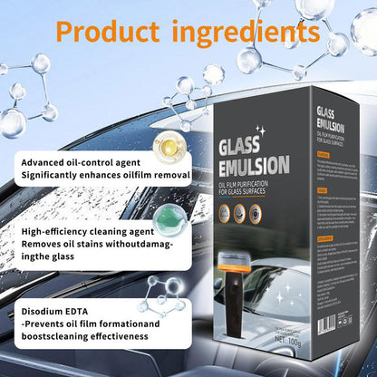 Windshield Oil Film Remover Wand, Glass Cleaning Emulsion Kit for Streak-Free Automotive Glass & Rain Repellent Prep
