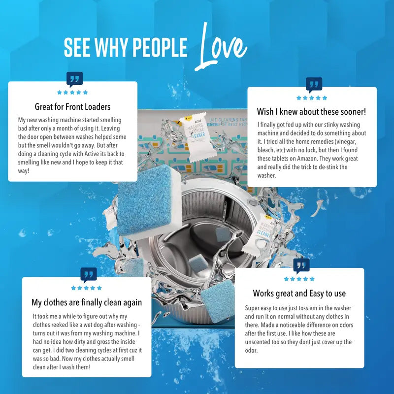 LANQIO Washing Machine Cleaner – 24 Pack Deep Cleaning Tablets for Odor Elimination & Performance Maintenance (Compatible with HE & Standard Washers)