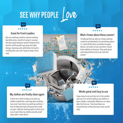 LANQIO Washing Machine Cleaner – 24 Pack Deep Cleaning Tablets for Odor Elimination & Performance Maintenance (Compatible with HE & Standard Washers)