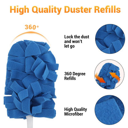 Electrostatic Duster Refills for Swiffer, 360° Multi-Surface Dust Removal with 4X Microfibers, Unscented Disposable Cleaning Refills (6 Pack)