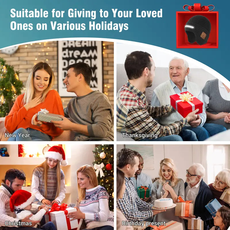 Bluetooth Beanie with LED Light – USB-C Rechargeable Smart Music Hat