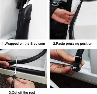 Car Door B-Pillar Seal Strip 2PCS, EPDM Rubber Weather Stripping for Noise Reduction, Dustproof & Waterproof