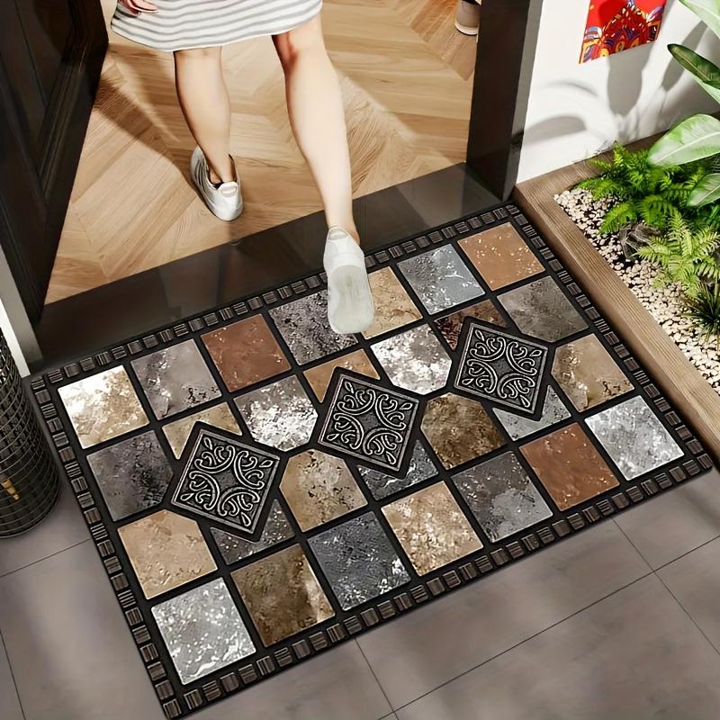 LANQIO™ Geometric Stone Pattern Kitchen Floor Mat – Soft, Non-Slip, Quick Dry, Easy to Clean