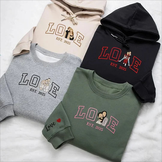 New Couple LOVE Embroidered Sweatshirt
