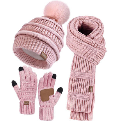 Winter Beanie Hat Scarf Touchscreen Gloves Set for Women Men, Warm Fleece Accessories Perfect 3 PCS Birthday Gift