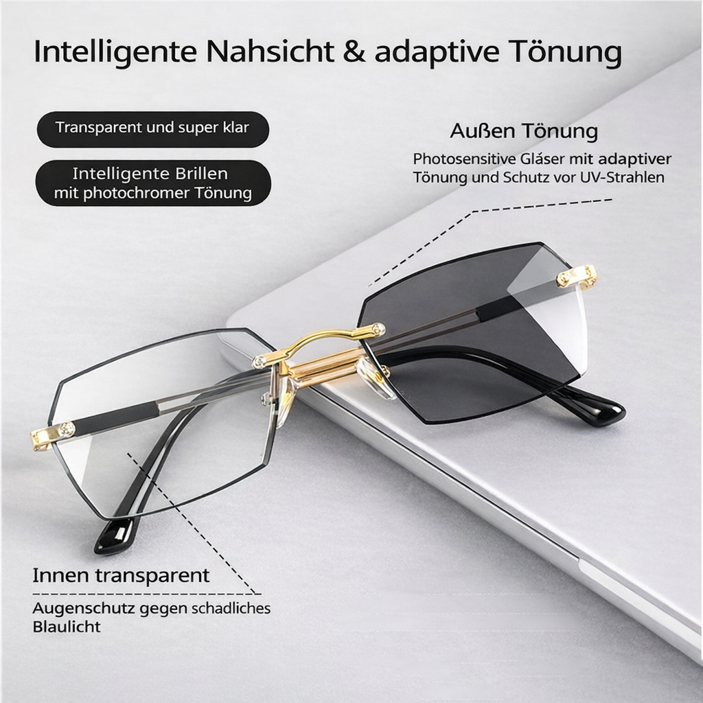 Rahmenlose Gleitsichtbrille – Multifokale Sicht mit Blaulichtschutz für Damen und Herren