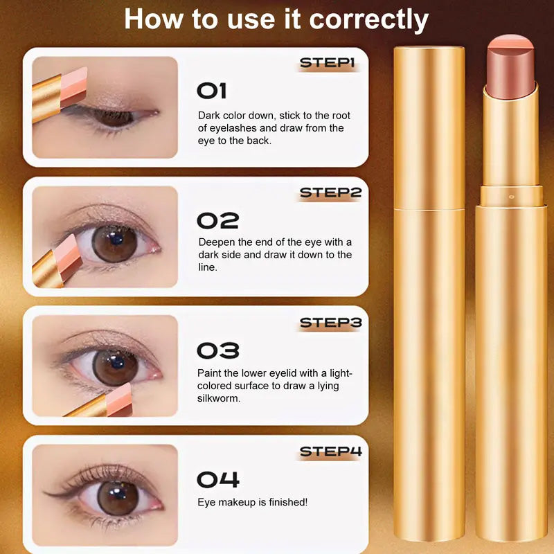 3-in-1 Easy Eyeshadow Stick – Smudge-Proof, One-Stroke Application with Creamy Shimmer Trio for Beginners