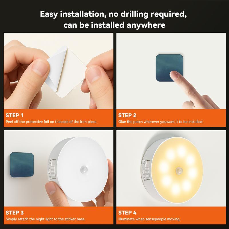 Motion Sensor Night Light – USB Rechargeable, Magnetic & Hands-Free