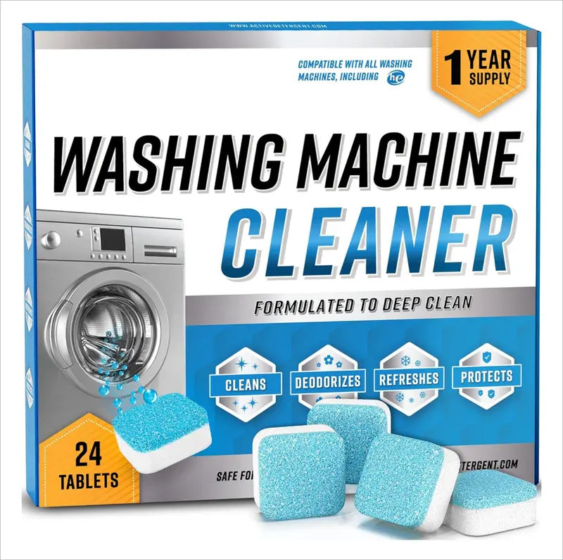 LANQIO Washing Machine Cleaner – 24 Pack Deep Cleaning Tablets for Odor Elimination & Performance Maintenance (Compatible with HE & Standard Washers)