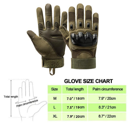 Tactical Full Finger Gloves with Soft Knuckle Protection, Touchscreen & Non-Slip Grip for Motorcycle, Outdoor Sports & Work